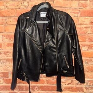 Old Navy Black Faux Leather Biker Jacket